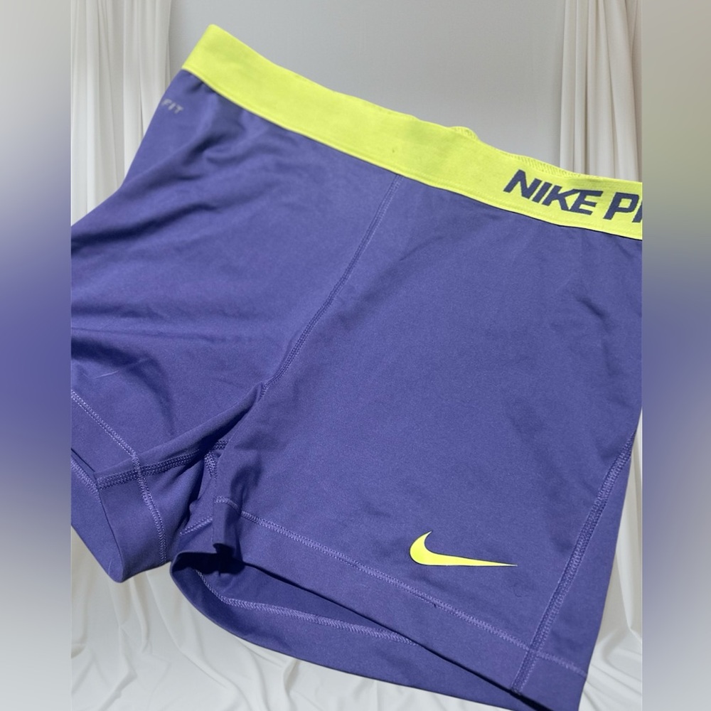 Nike Pro Purple and Neon Green Dri FitShorts
